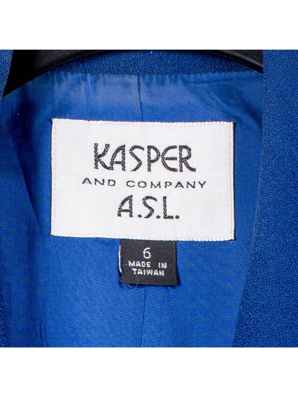 Kasper VTG Wool Jacket 6 Womens Blue Black Piping Button Colorblock 1980s - Picture 4 of 6